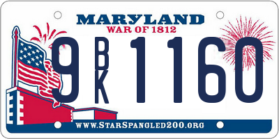 MD license plate 9BK1160