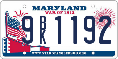 MD license plate 9BK1192