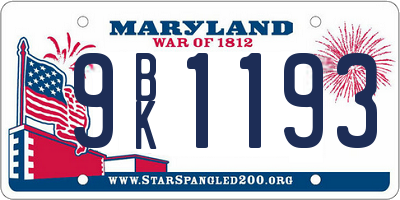 MD license plate 9BK1193
