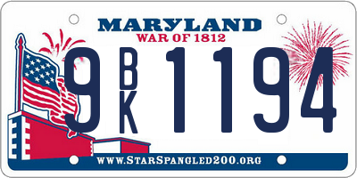 MD license plate 9BK1194