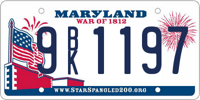 MD license plate 9BK1197
