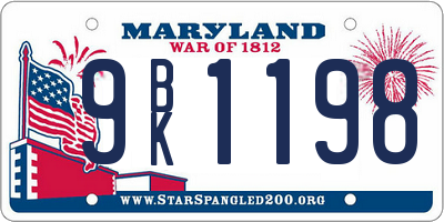 MD license plate 9BK1198