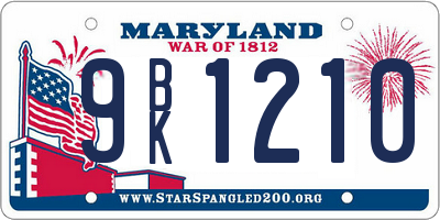 MD license plate 9BK1210