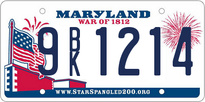 MD license plate 9BK1214