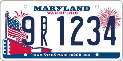 MD license plate 9BK1234