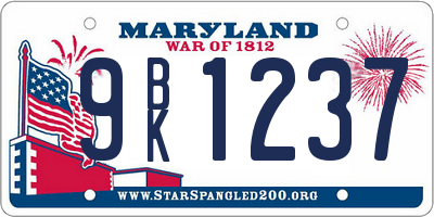 MD license plate 9BK1237
