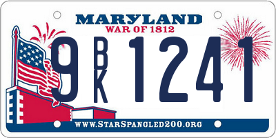 MD license plate 9BK1241