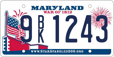 MD license plate 9BK1243