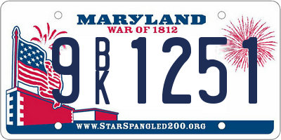 MD license plate 9BK1251