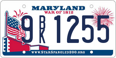 MD license plate 9BK1255
