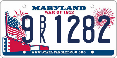MD license plate 9BK1282