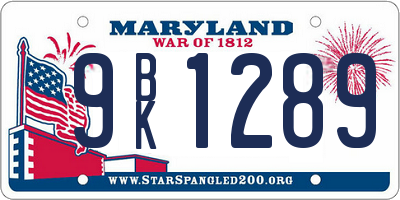 MD license plate 9BK1289