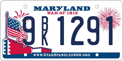 MD license plate 9BK1291