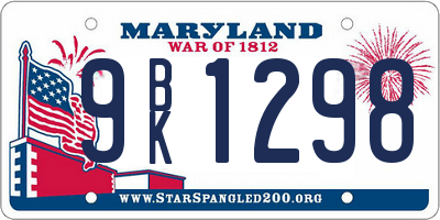 MD license plate 9BK1298