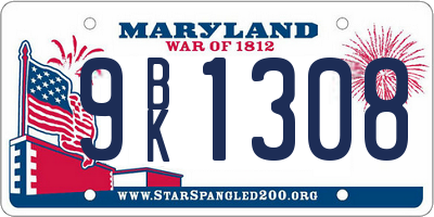 MD license plate 9BK1308