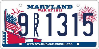 MD license plate 9BK1315