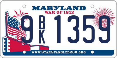 MD license plate 9BK1359