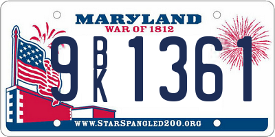 MD license plate 9BK1361