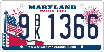 MD license plate 9BK1366