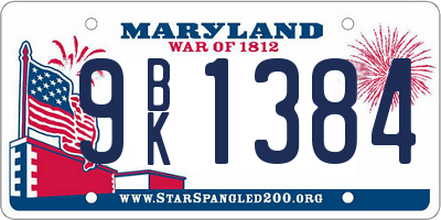 MD license plate 9BK1384