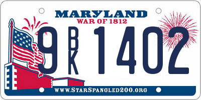 MD license plate 9BK1402