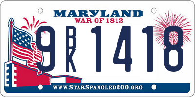 MD license plate 9BK1418