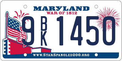 MD license plate 9BK1450