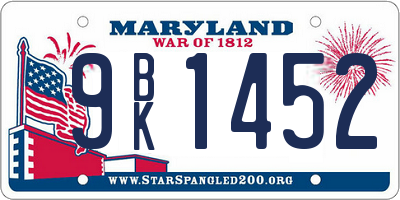 MD license plate 9BK1452
