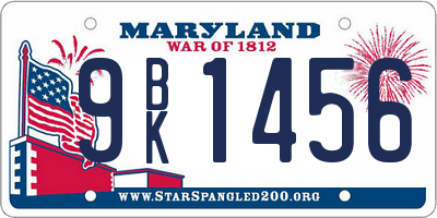 MD license plate 9BK1456