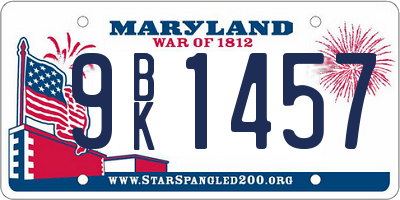 MD license plate 9BK1457