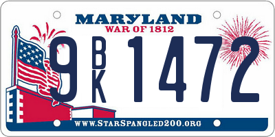 MD license plate 9BK1472