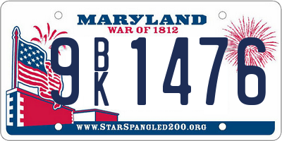 MD license plate 9BK1476