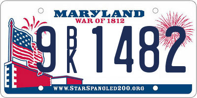 MD license plate 9BK1482