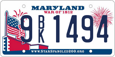 MD license plate 9BK1494
