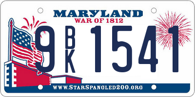 MD license plate 9BK1541