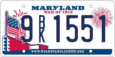 MD license plate 9BK1551