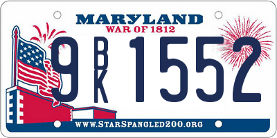 MD license plate 9BK1552