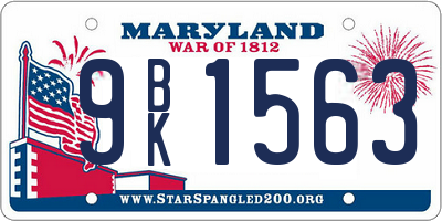 MD license plate 9BK1563