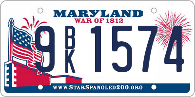MD license plate 9BK1574