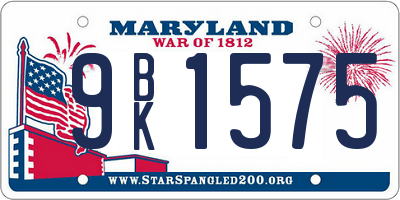 MD license plate 9BK1575