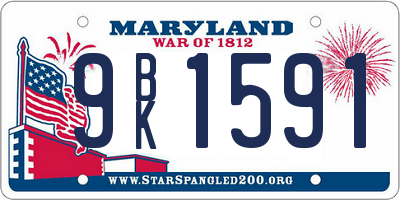 MD license plate 9BK1591