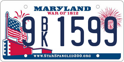 MD license plate 9BK1599