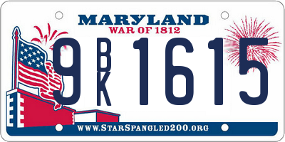 MD license plate 9BK1615