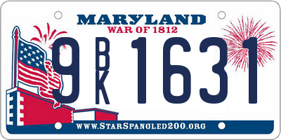 MD license plate 9BK1631