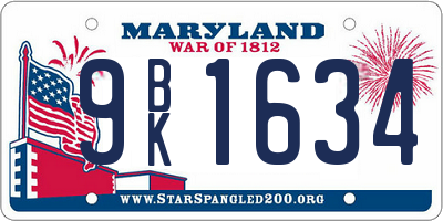 MD license plate 9BK1634