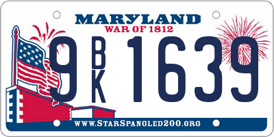 MD license plate 9BK1639