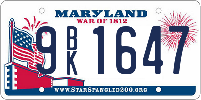 MD license plate 9BK1647