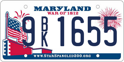 MD license plate 9BK1655
