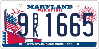 MD license plate 9BK1665