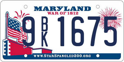 MD license plate 9BK1675